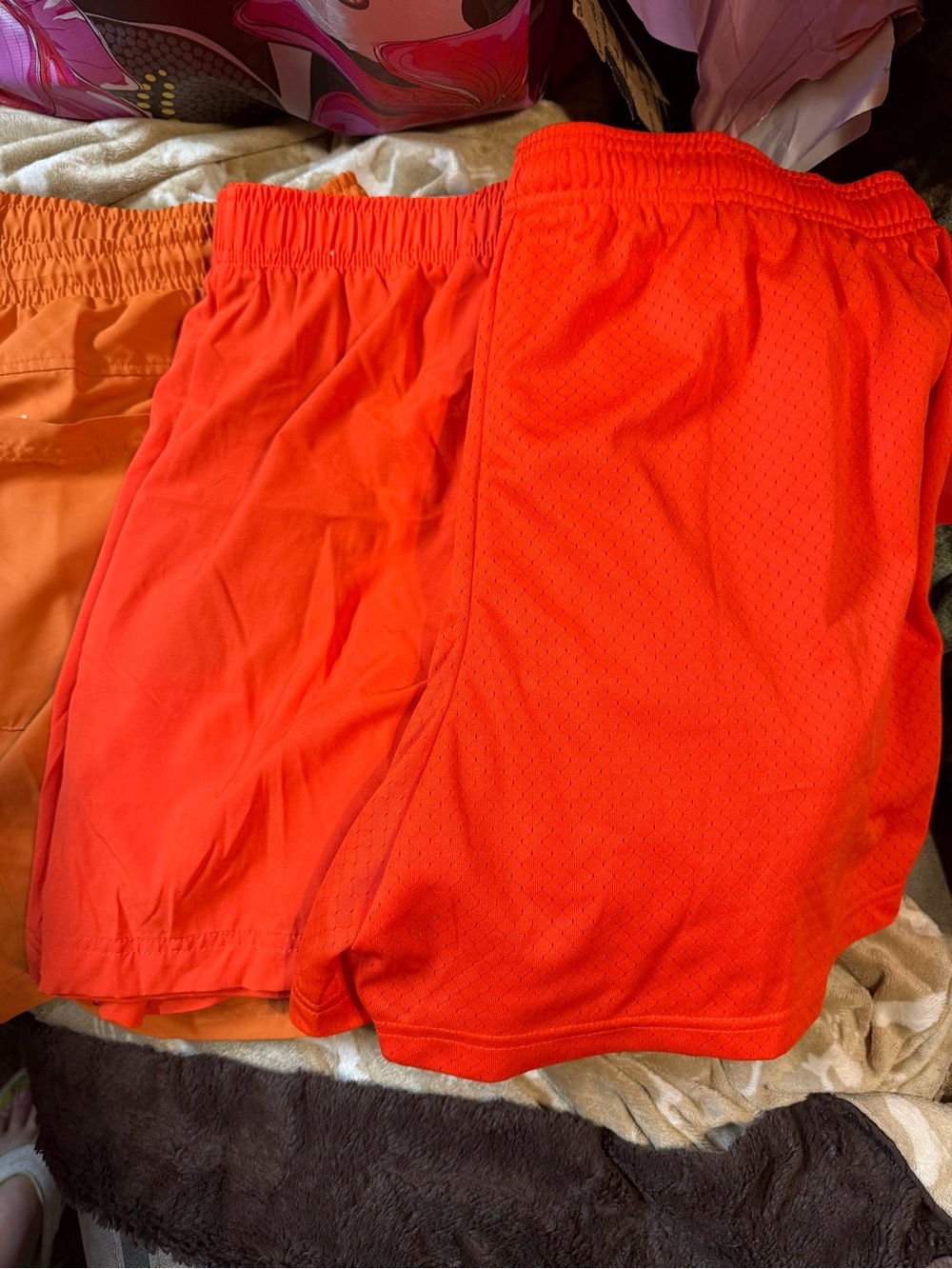 3-pair bcg Men's Neon Orange Athletic Shorts - Elastic Waist